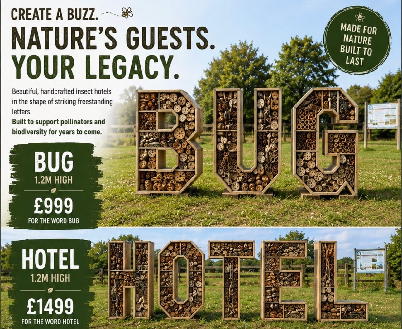 PCO Manufacturing BUG and HOTEL freestanding letter insect hotels with pricing
